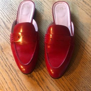 J Crew size 9 red patent leather mules